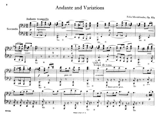 Mendelssohn【Original Compositions】for Piano , Four Hands