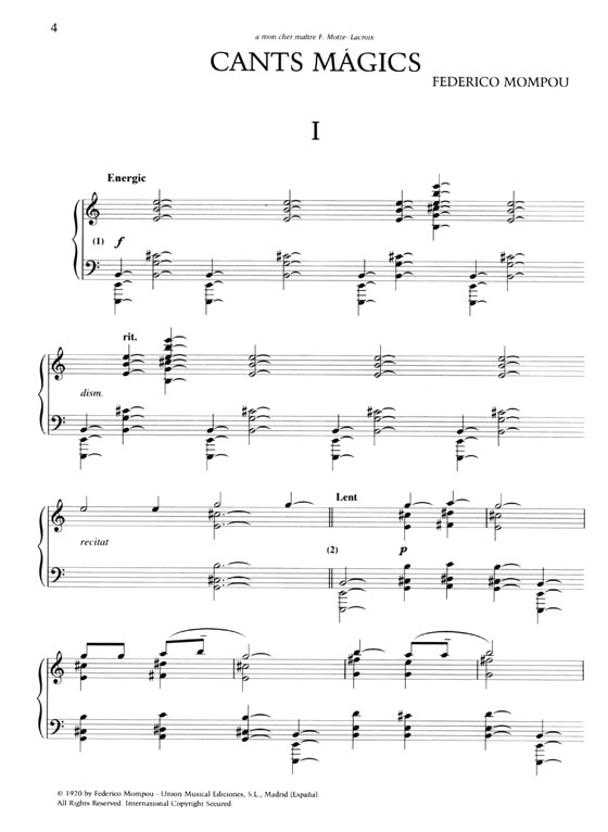Frederic Mompou【Musica】Para Piano