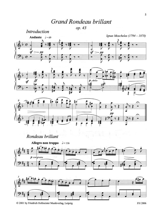 Moscheles【Grand Rondeau Brillant ,  Op. 43】für Klavier