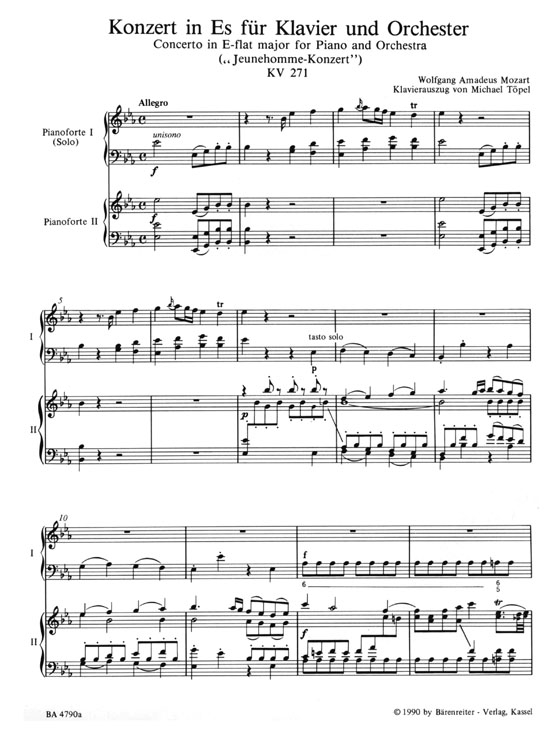 Mozart【Concerto in E-flat major No. 9 , KV 271】for Piano and Orchestra(Jeunehomme), Piano Reduction Mozart【Concerto in E-flat major No. 9 , KV 271】for Piano and Orchestra(Jeunehomme), Piano Reduction