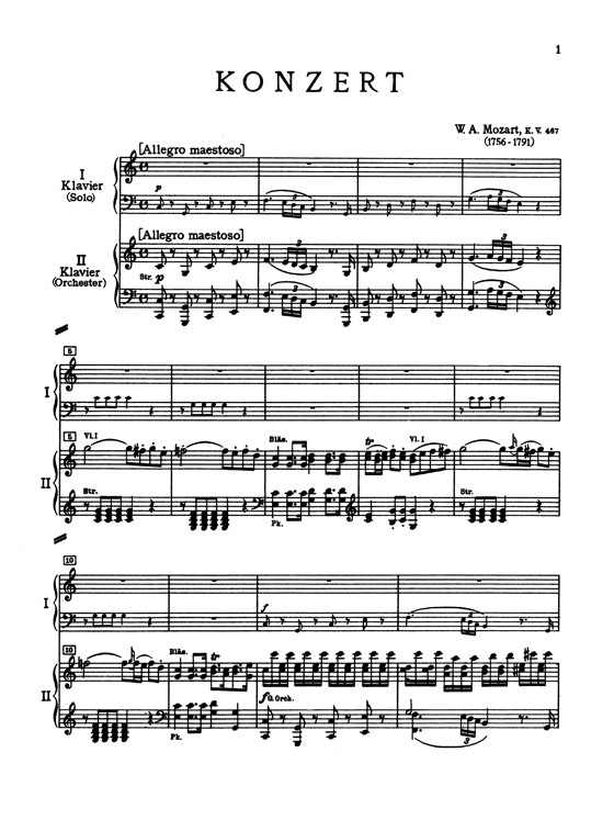 Mozart【Piano Concerto No. 21 in C Major , K. 467】for Two Pianos / Four Hands