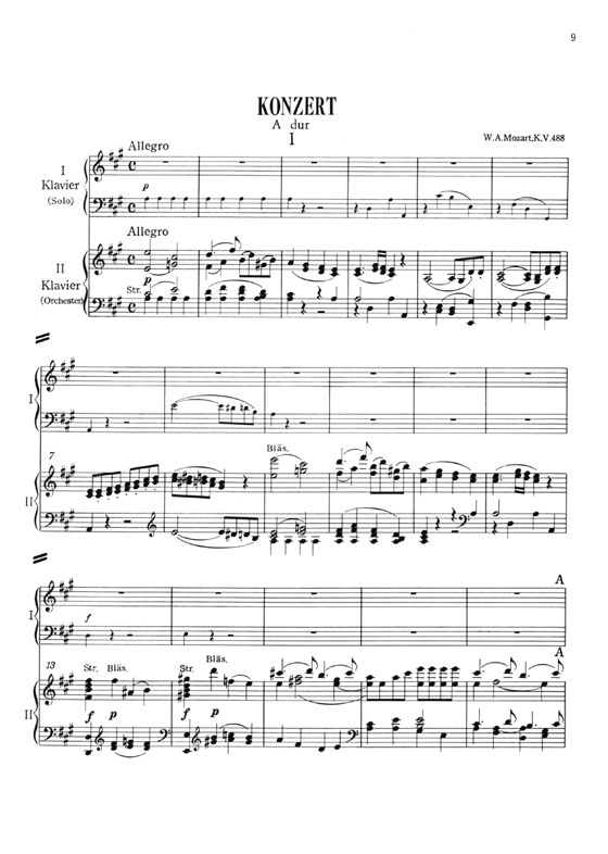 Mozart【Klavierkonzert Nr. 23】A dur , K.V.488 モーツァルト ピアノ協奏曲 第23番 イ長調