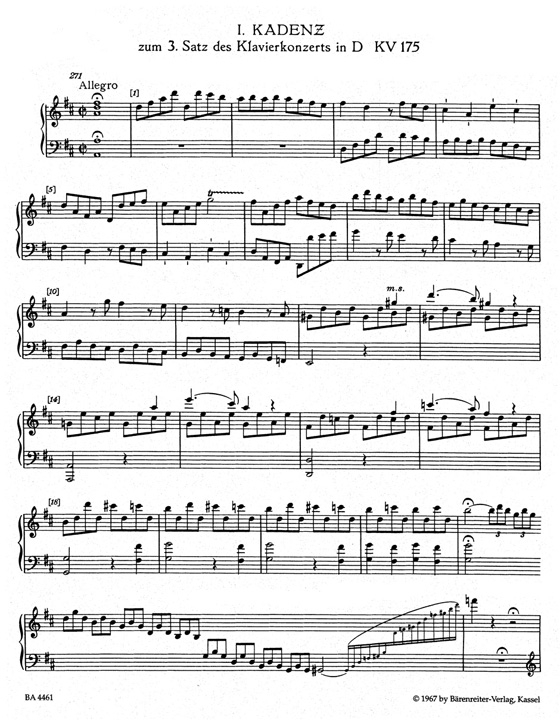 W.A.Mozart【Cadenzas, Lead-ins and Ornaments】to the Piano Concertos