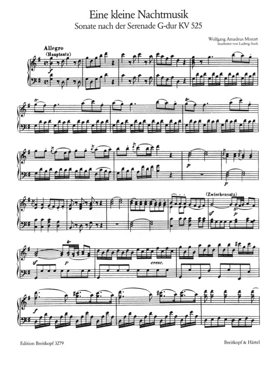 Mozart【Eine kleine Nachtmusik , Sonata based on the Serenade in G major K. 525】for Piano