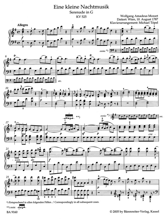 Mozart【Eine kleine Nachtmusik】für Klavier / For Piano