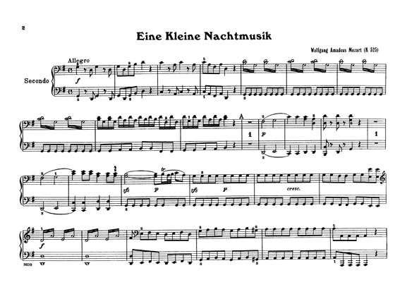 Mozart【Eine kleine Nachtmusik】For One Piano / Four Hands