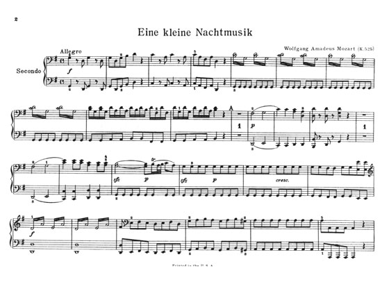 Mozart【Eine kleine Nachtmusik , K. 525】Piano , Four Hands