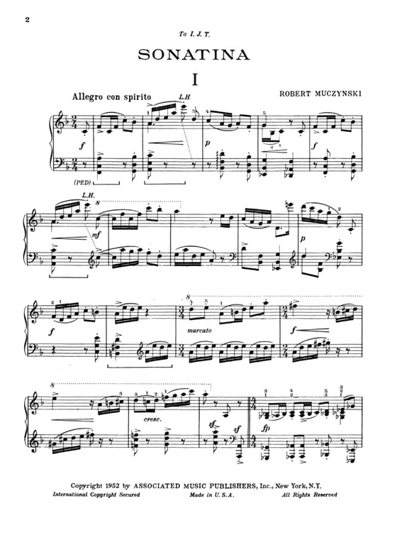 Muczynski【Sonatina】for Piano
