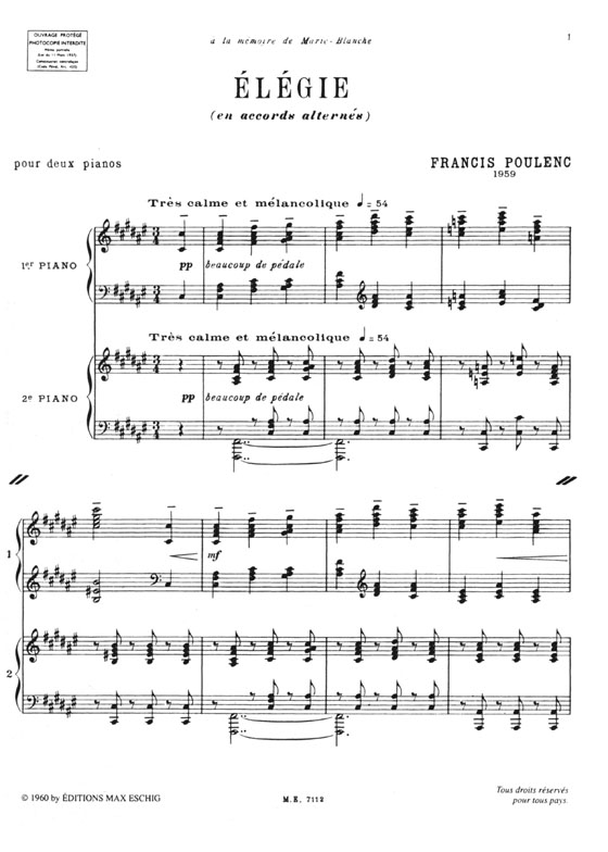 Poulenc【Elegie】Pour Deux Pianos