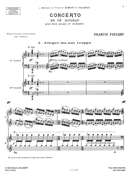 Poulenc【Concerto en re Mineur】Pour Deux Pianos et Orchestre