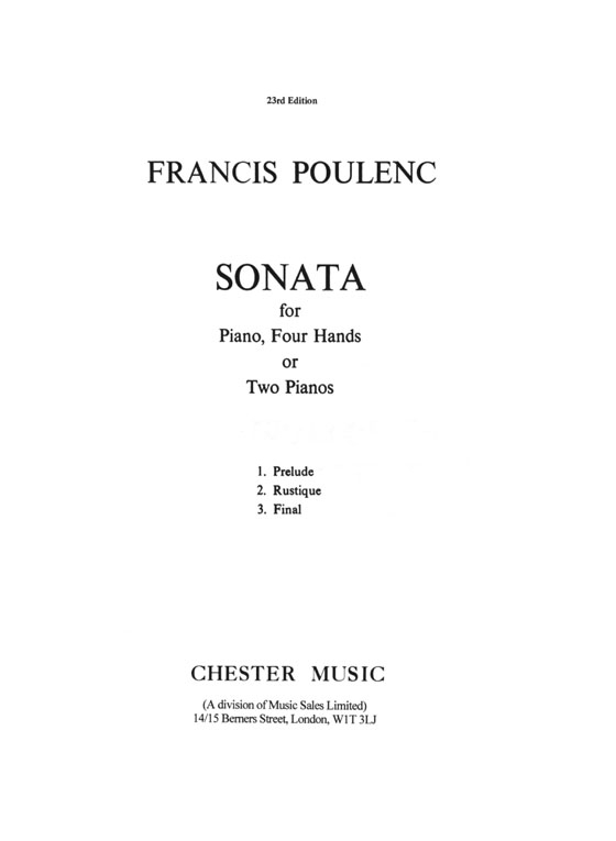 Francis Poulenc【Sonata】for Piano Four Hands