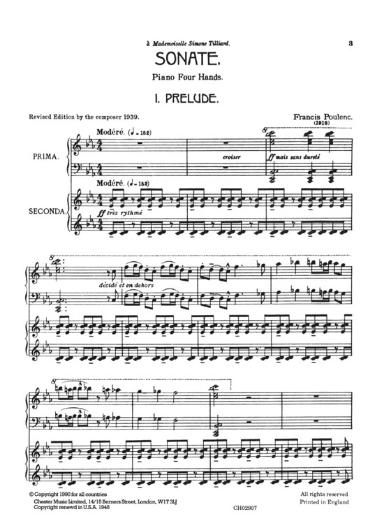 Francis Poulenc【Sonata】for Piano Four Hands