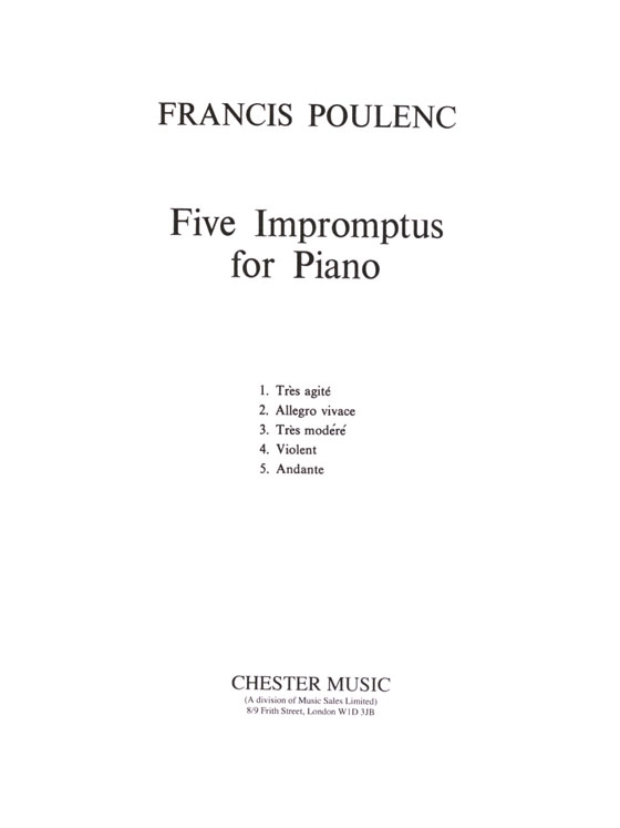 Francis Poulenc【Five Impromptus】for Piano
