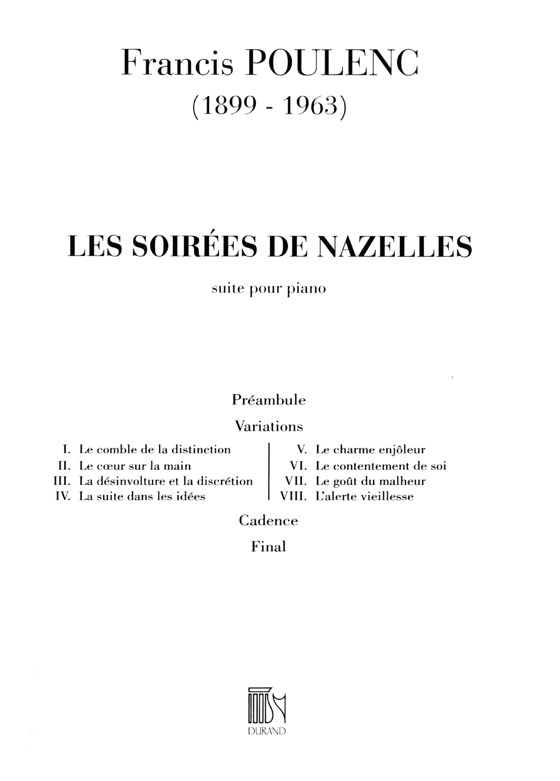 Poulenc【Les Soirees de Nazelles Suite】Pour Piano