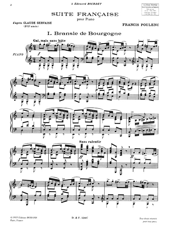 Poulenc【Suite Francaise , d'apres Claude Gervaise】Pour Piano