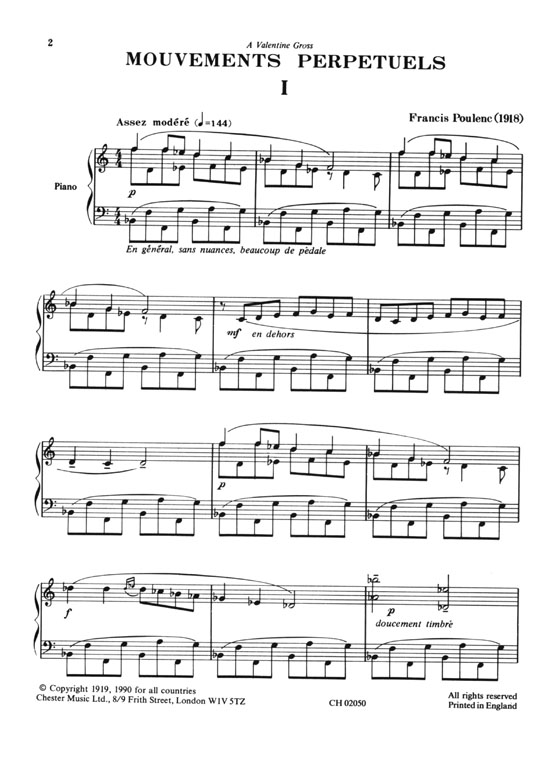 Francis Poulenc【Mouvements Perpetuels】for Piano Francis Poulenc【Mouvements Perpetuels】for Piano