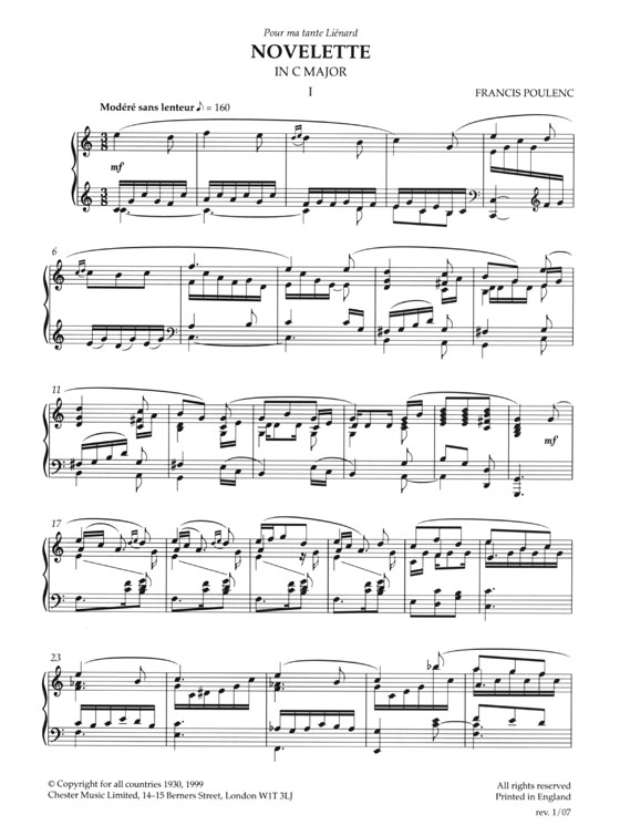 Francis Poulenc【Three Novelettes】for Piano