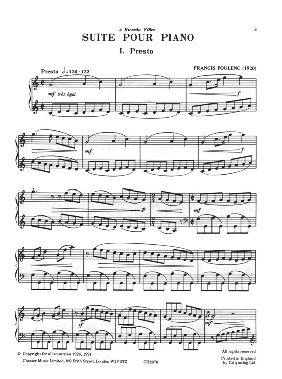 Francis Poulenc【Suite】for Piano Francis Poulenc【Suite】for Piano