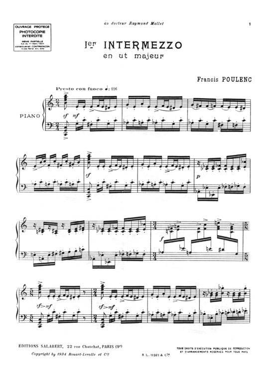 Francis Poulenc【Intermezzi】Pour Piano