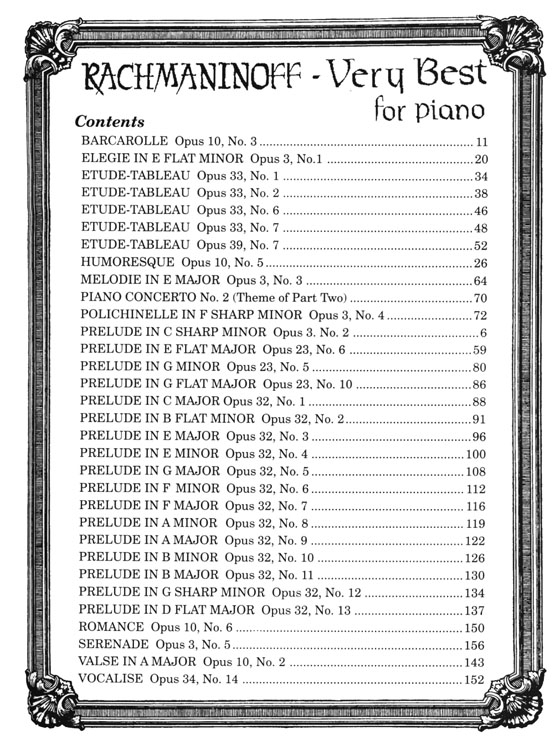Rachmaninoff【Very Best】for Piano