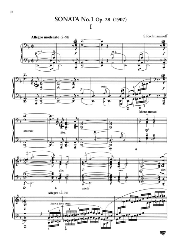 Rachmaninoff【Piano Sonatas No.1 D minor Op. 28／No. 2 B-flat minor Op. 36 ,1931 Revised Version】Piano ピアノソナタ集 第1番 二短調 作品28／第2番 変ロ短調 作品36[1931年改訂版]