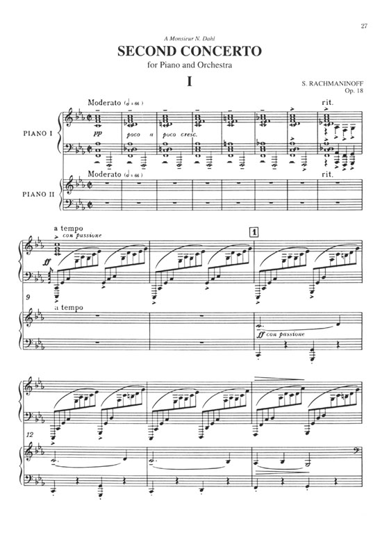 Rachmaninoff【Second Concerto , Op. 18】for Piano and Orchestra , Two Pianos ラフマニノフ ピアノ協奏曲第2番 作品18 2台ピアノ用