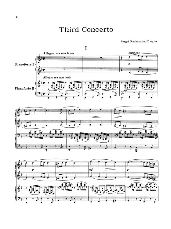 Rachmaninoff【Piano Concerto No. 3 , Opus 30】for Two Pianos / Four Hands