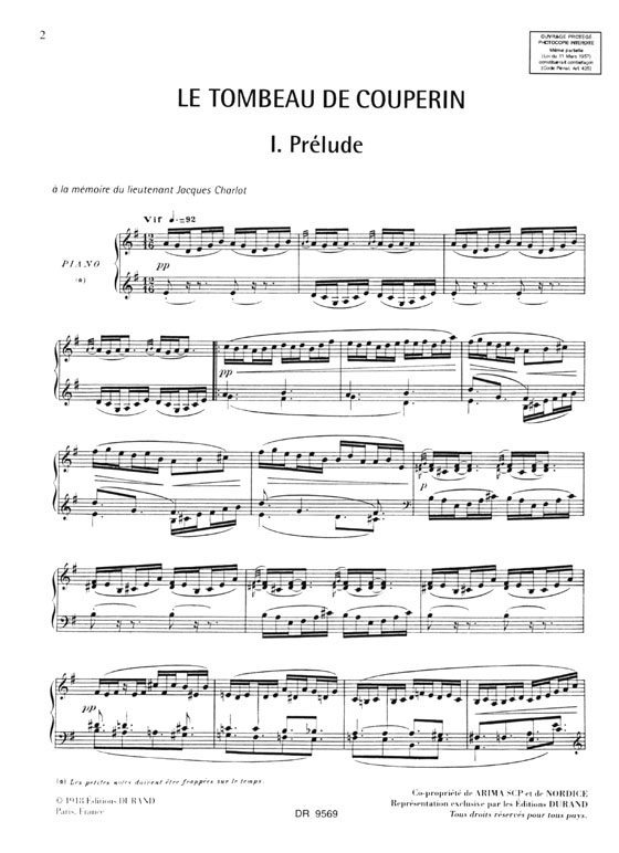 Ravel【Le Tombeau De Couperin Suite】Pour Piano