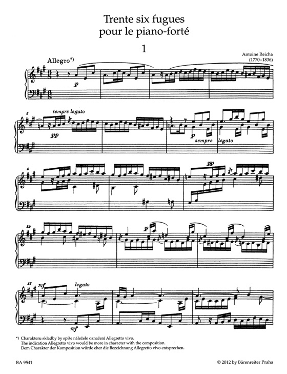 Reicha【36 Fugen / Fugues】für Klavier Reicha【36 Fugen / Fugues】für Klavier