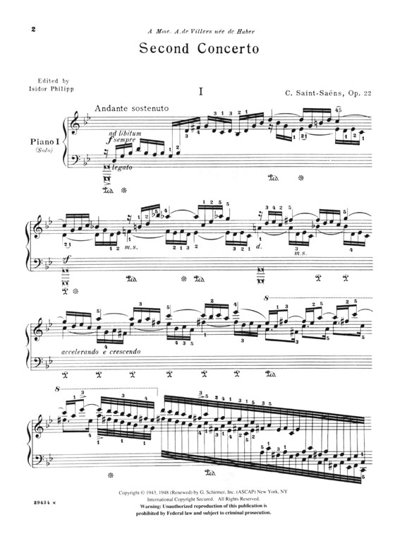 Saint-Saens【Second Concerto In G minor , Op. 22】for Two Pianos