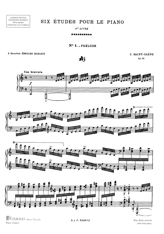 Saint-Saens【Six Etudes , Opus 52 Premier Livre】Pour Piano