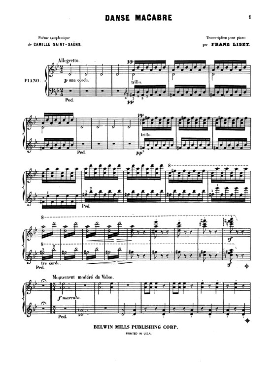 Saint-Saens【Danse Macabre , Transcribed by Franz Liszt】for Piano