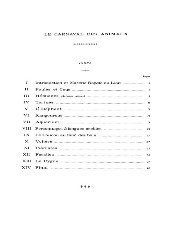 Saint-Saens【Le Carnaval Des Animaux , Grande Fantaisie Zoologique】Pour Piano a Quatre Mains