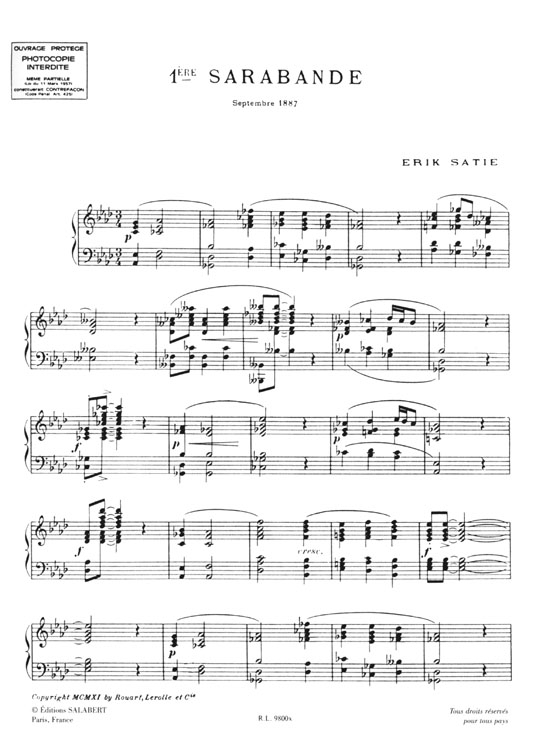 Satie【Piano-Music , Volume 1】Pour Piano