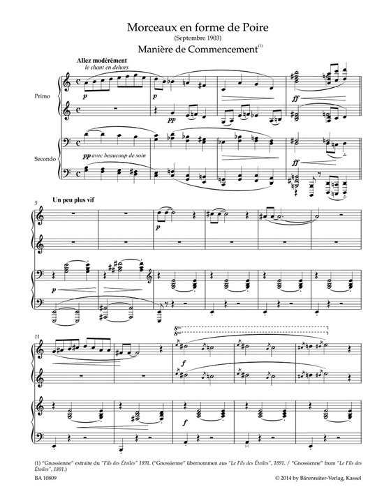 Satie【3 Morceaux En Forme De Poire】für Klavier zu vier Händen