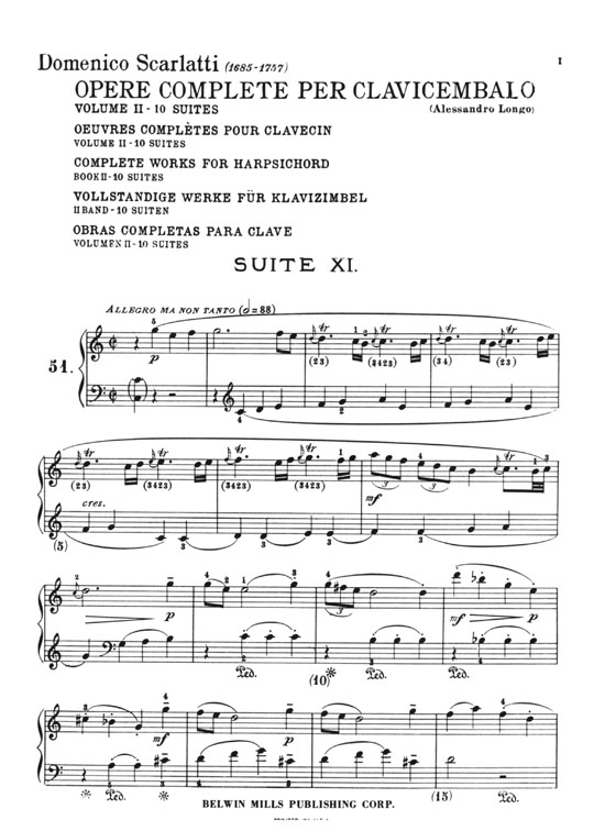 Scarlatti【The Complete Works In Eleven Volumes and Thematic Index , Volume Ⅱ】for Piano