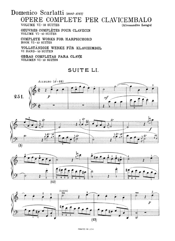 Scarlatti【The Complete Works In Eleven Volumes and Thematic Index , Volume Ⅵ 】for Piano