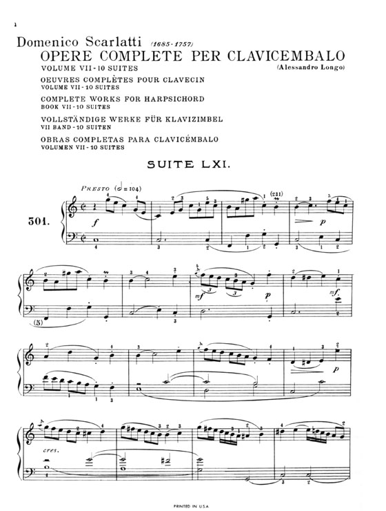 Scarlatti【The Complete Works In Eleven Volumes and Thematic Index , Volume Ⅶ】for Piano