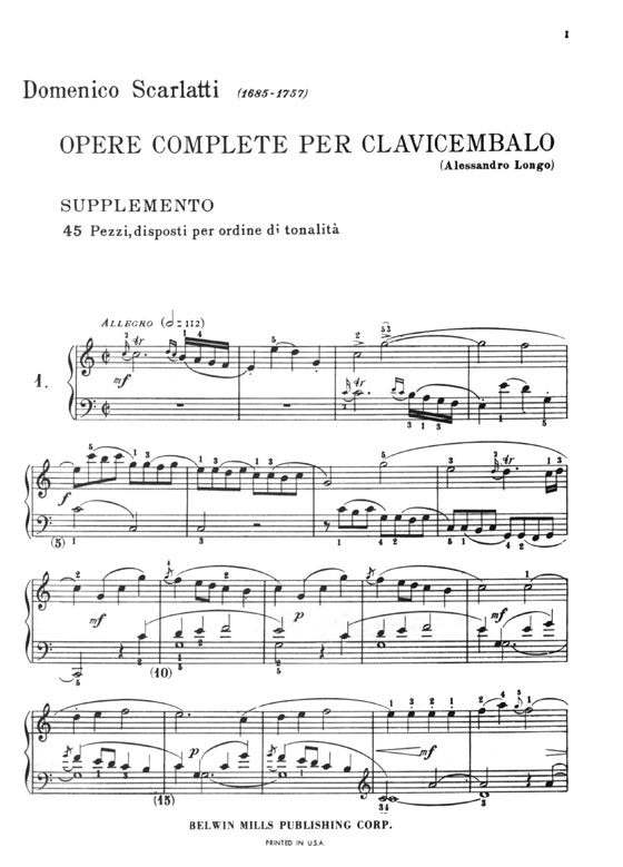 Scarlatti【The Complete Works In Eleven Volumes and Thematic Index , Volume Ⅺ】for Piano