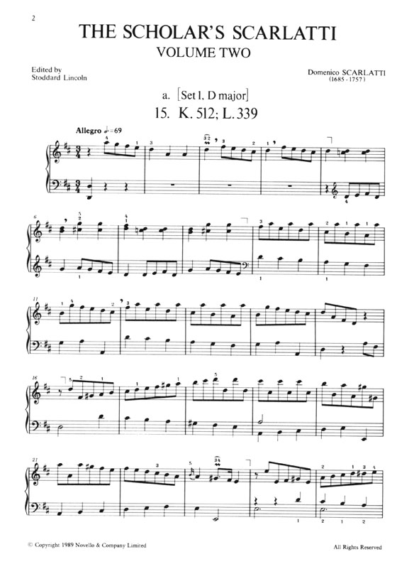 Domenico Scarlatti【The Scholar's Scarlatti , Volume Two】 for Piano
