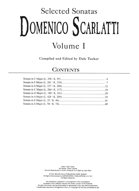 Domenico Scarlatti【Selected Sonatas , Volume Ⅰ】Piano Solos