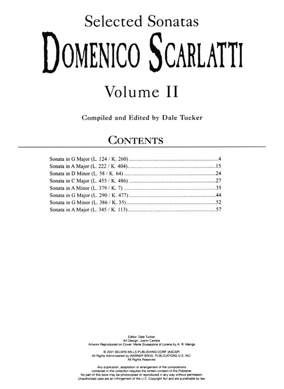 Domenico Scarlatti【Selected Sonatas , Volume Ⅱ】Piano Solos