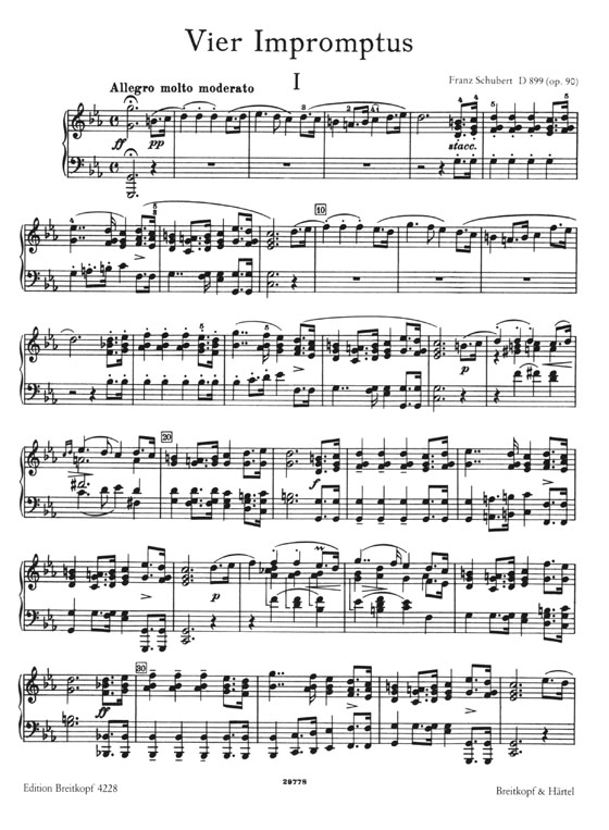 Schubert【Impromptus , Moments musicaux】für Klavier zu zwei Händen