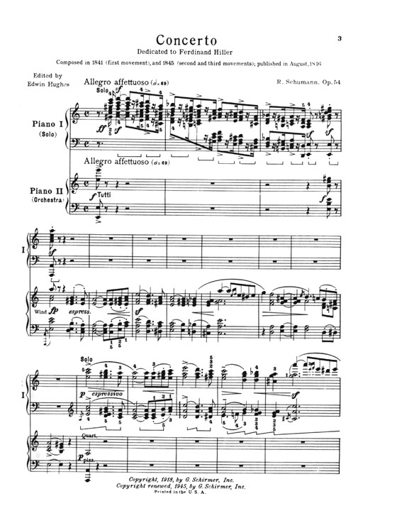 Schumann【 Concerto In A Minor , Op. 54】for The Piano ,Two-Piano Score