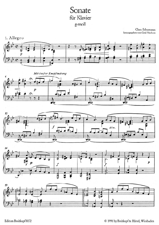 Clara Schumann【Sonate g-moll】für Klavier