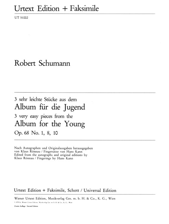 Schumann【3 sehr leichte Stücke aus dem Album für die Jugend】für Klavier