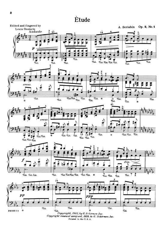 Scriabin【Etude Op. 2 , No. 1】for The Piano