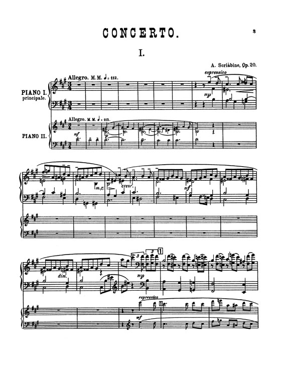 Scriabin【Piano Concerto , Opus 20】for Two Pianos / Four Hands