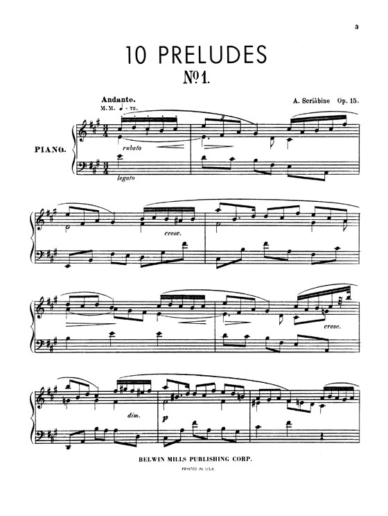 Scriabin【Ten Preludes , Opus 15 and 74】for Piano