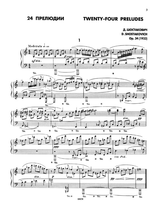 Shostakovich【Twenty-Four Preludes , Op. 34】for Piano